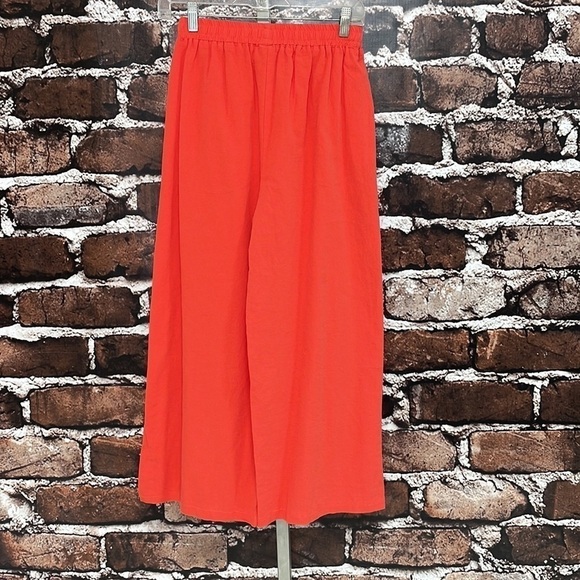 Cellabie Pants NWT Red Orange Wide Leg Cropped Pockets Size Large - Picture 5 of 12